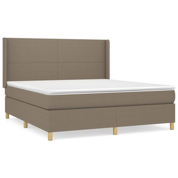 vidaXL Boxspring met matras stof taupe 180x200 cm