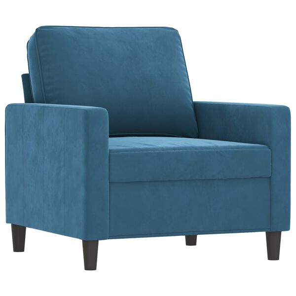 vidaXL 3-delige Loungeset met kussens fluweel blauw