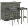 vidaXL 3-delige Barset poly rattan grijs
