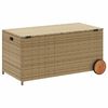 vidaXL Tuinbox met wielen 190 L poly rattan gemengd beige