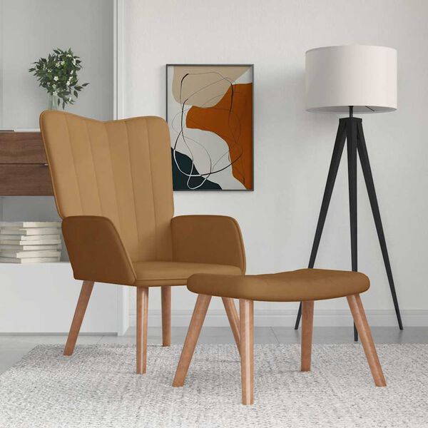 vidaXL Relaxstoel met voetenbank fluweel bruin