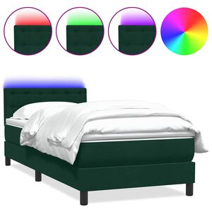 vidaXL Boxspring met matras en LED fluweel donkergroen 80x220 cm
