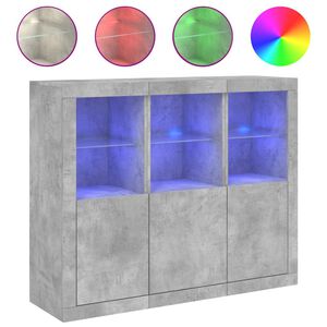 vidaXL Dressoirs met LED-verlichting 3 st bewerkt hout betongrijs