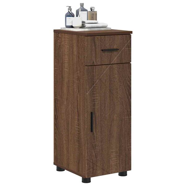 vidaXL Badkamer Kast Bruin Eiken 30 x 35 x 80 cm Bewerkt hout & Metaal