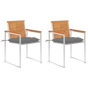 vidaXL Tuinstoelen 2 st met kussens massief acaciahout en staal