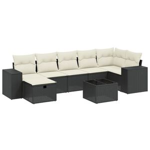 vidaXL 8-delige Loungeset met kussens poly rattan zwart