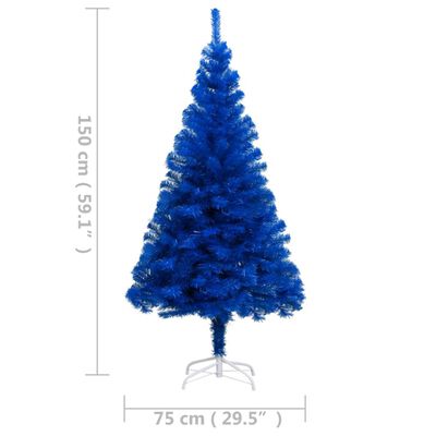 vidaXL Kunstkerstboom met verlichting en standaard 150 cm PVC blauw