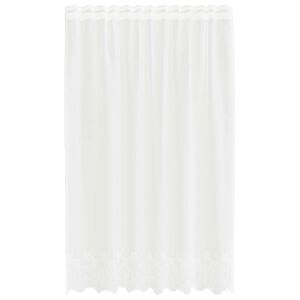 vidaXL Kantgordijn met gordijnen Bloemen Wit 140 x 150 cm Polyester