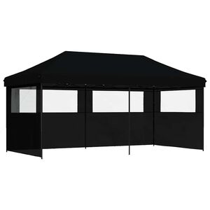 vidaXL Partytent inklapbaar pop-up met 3 zijwanden zwart