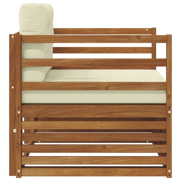 vidaXL Buiten bankenset Massief Acaciahout en Polyester Naturel