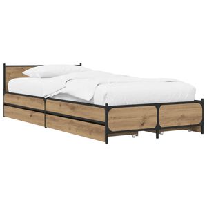 vidaXL Bedframe met Hoofdeinde met lade Artisanaal eiken 80 x 200 cm