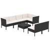 vidaXL 8-delige Loungeset met kussens poly rattan zwart