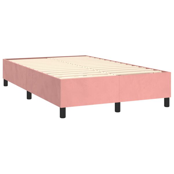 vidaXL Boxspring met matras fluweel roze 120x190 cm