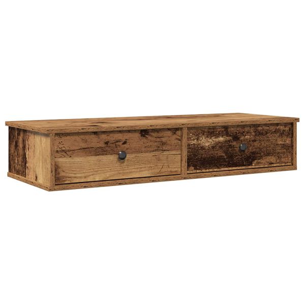 vidaXL Wandschap met lades 100x37,5x19 cm bewerkt hout oud houtkleurig
