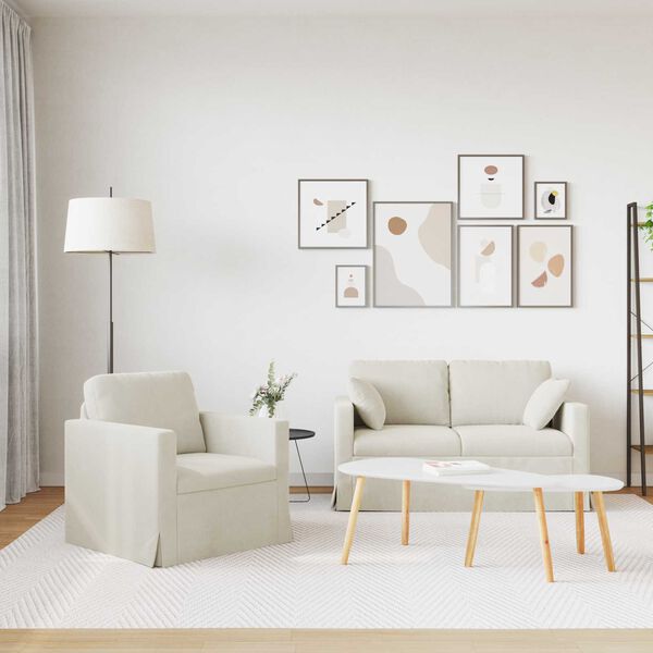 vidaXL Bank 2 pcs Cr&egrave;me 138 x 78 x 80 cm Fluweel