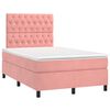vidaXL Boxspring met matras en LED fluweel roze 120x200 cm
