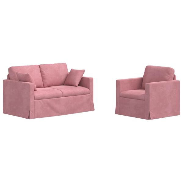 vidaXL Bank 2 pcs Roze 138 x 78 x 80 cm Fluweel