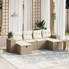 vidaXL 6-delige Loungeset met kussens poly rattan beige