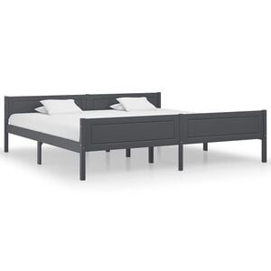 vidaXL Bedframe massief grenenhout grijs 200x200 cm
