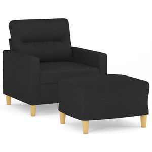 vidaXL Fauteuil met voetenbank 60 cm stof zwart