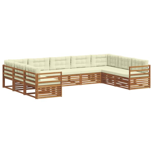 vidaXL Sofa-Sets 9 pcs Natuurlijk en Cr&egrave;me Massief Acaciahout