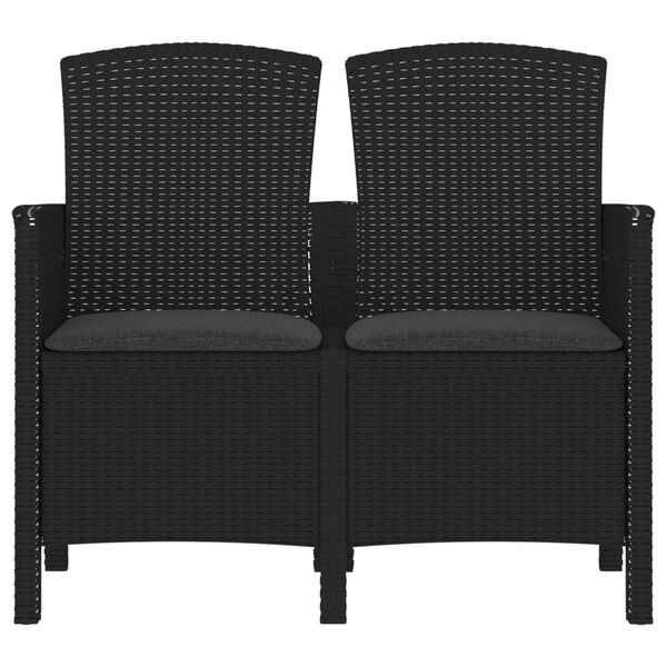 vidaXL Tuinbank 2-zits met kussens PP-rattan grafietkleurig