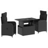 vidaXL Buiten eettafelset 3 st Zwart poly rattan