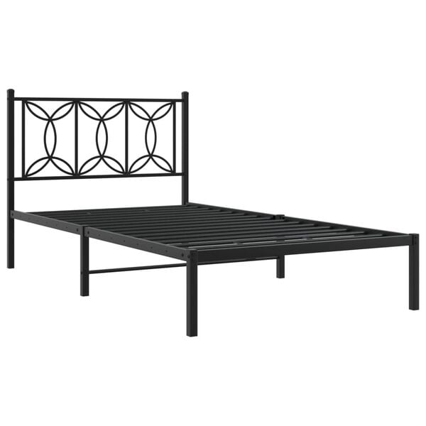 vidaXL Bedframe met hoofdbord metaal zwart 100x190 cm