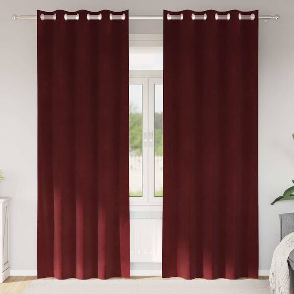 vidaXL Verduisterende gordijnen 2 pcs Wijnrood 140 x 225 cm Fluweel