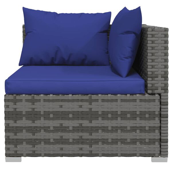 vidaXL 12-delige Loungeset met kussens poly rattan grijs