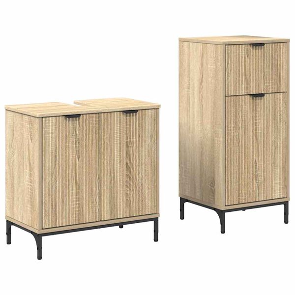 vidaXL Badkamermeubelset 2 pcs Sonoma Eiken Geperst Hout en Metaal