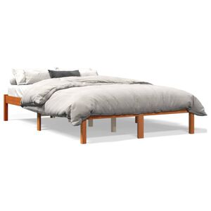vidaXL Bedframe zonder matras massief grenenhout wasbruin 135x190 cm