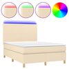 vidaXL Boxspring met matras en LED stof cr&egrave;mekleurig 140x190 cm