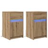 vidaXL LED Bedside Kast 2 pcs artisanaal eikenkleurig 38 x 34 x 61 cm