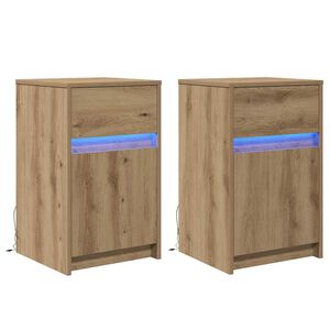 vidaXL LED Bedside Kast 2 pcs artisanaal eikenkleurig 38 x 34 x 61 cm