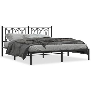 vidaXL Bedframe met hoofdbord metaal zwart 180x200 cm
