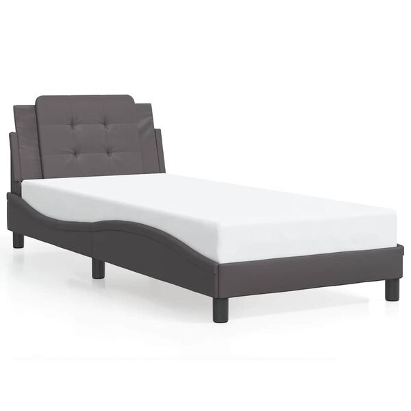 vidaXL Bedframe zonder matras "Zadar" kunstleer grijs 90x190 cm