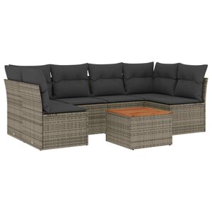 vidaXL 7-delige Loungeset met kussens poly rattan grijs