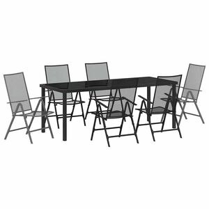 vidaXL Tuin eettafelset 7 st Antraciet Gepoedercoat staal