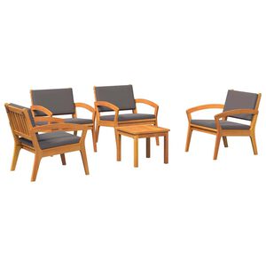 vidaXL Bistroset met kussen 5 pcs Bruin Polyester