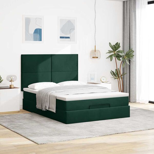 vidaXL Ottoman bed met matrassen en LED's 140x200cm fluweel