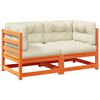 vidaXL 2-delige Loungeset met kussens massief grenenhout wasbruin