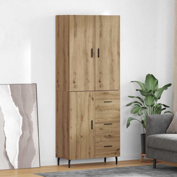 vidaXL Hoge kast met lade 2 pcs Artisan Eiken Bewerkt hout