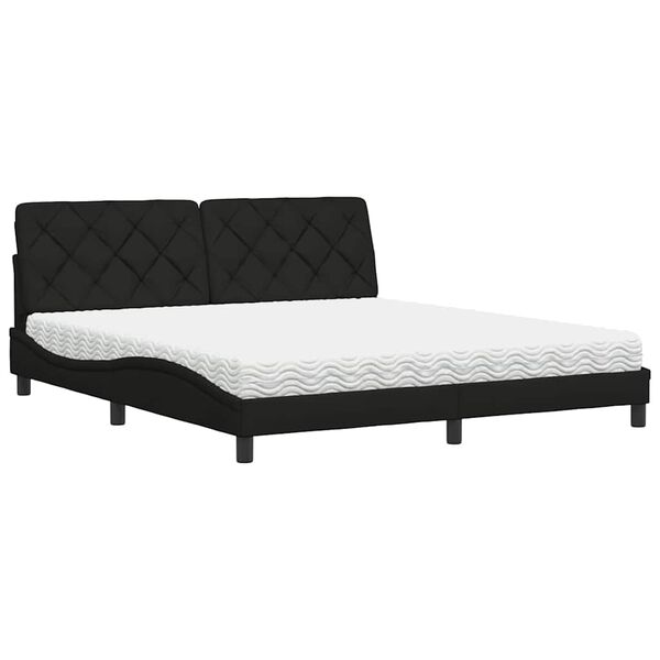 vidaXL Bed met matras stof zwart 180x200 cm