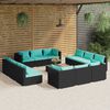 vidaXL 13-delige Loungeset met kussens poly rattan zwart