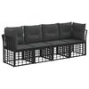 vidaXL Buiten bankenset met kussen 4 pcs Zwart Polyester