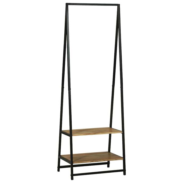 vidaXL Kledingrek met plank Zwart 60 x 45 x 180 cm Massief acaciahout