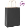 vidaXL Papieren zakken 250 st met hengsels 21x11x28 cm zwart