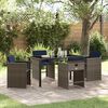 vidaXL Tuin eettafelset met kussen 5 pcs Grijs poly rattan