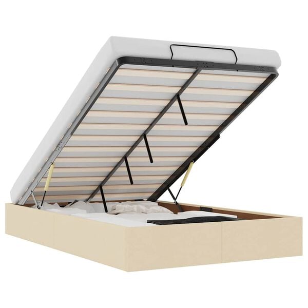 vidaXL Bedframe zonder matras 120x190 cm stof crèmekleurig